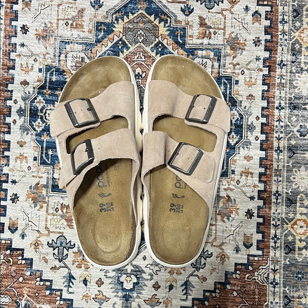 Papillio by Birkenstock Arizona Chunky Light Tan Suede Sandals - Picture 5 of 8